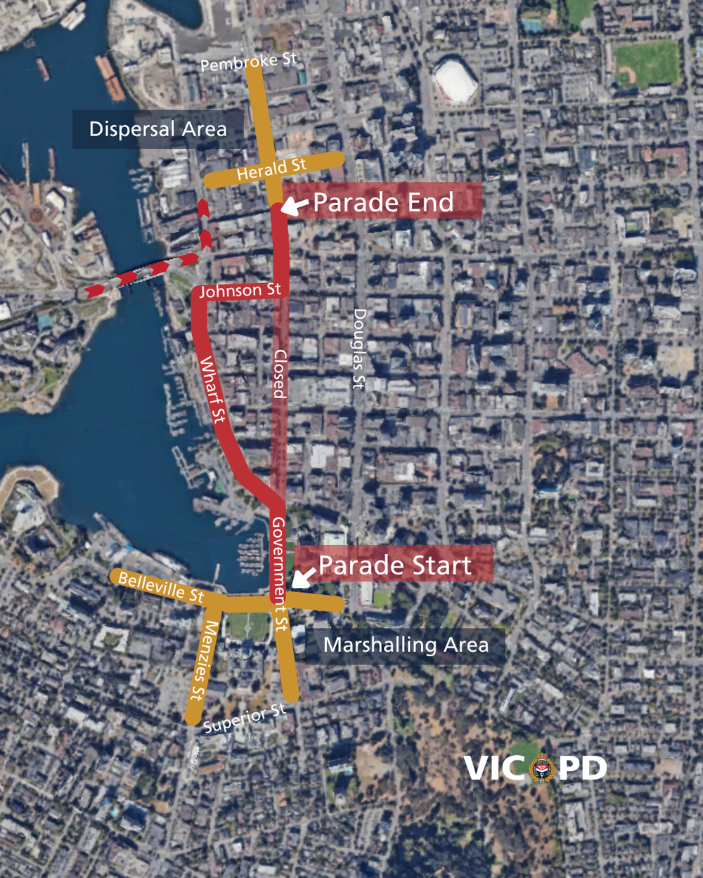 Victoria police asks people to anticipate temporary detours and road closures in downtown 